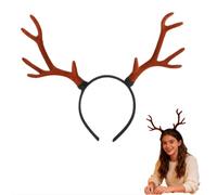 Deer Antlers Headband Adjustable Reindeer Stag Antlers Christmas Headband Cosplay Horns Headpiece Hair Hoop Xmas Party Favor Elements for Adults Costume Halloween Party Accessories Brown