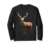 Deer Antlers Hunting Stag Reindeer Hunter Red Deer Long Sleeve T-Shirt