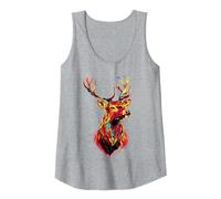 Deer Antlers Hunting Stag Reindeer Hunter Red Deer Tank Top, Women, Heather Grey, X-Large