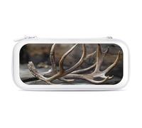 Deer Antlers On Wood Table Rustic Carry Case for Switch Carrying Cover Storage Bag Protective Accessories Travel White-Style