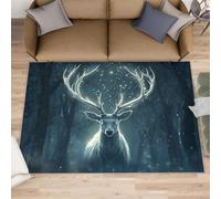 Deer Area Rug 180x240cm Starry Forest Living Room Carpet Rugs Fantasy Animals Non Slip Short Pile Floor Mat Machine Washable Shaggy Soft Bedroom Area Carpet Rug for Home Decor