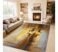 Deer Area Rugs for Living Room, Hunting Autumn Elk Rugs for Bedroom 100x150cm, Machine Washable Carpet, Non Slip Soft Low Pile Patterned Indoor Rug QAZ16