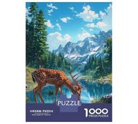 Deer at The Lake 1000 Piece Jigsaw Puzzle, Historic Square Architecture, Weekend Hobby, Matte Printed Jigsaw, Family Night Game for Families, 70x50cm/1000pcs