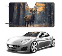 Deer Autumn Forests Printed Windshield Sun Shade Heat Absorption Windproof Foldable Car Window Shades Cover for Universal Vehicle