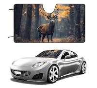 Deer Autumn Forests Printed Windshield Sun Shade Heat Absorption Windproof Foldable Car Window Shades Cover for Universal Vehicle