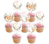 Deer Baby Shower Decorations for Girl, 24 Pieces Oh Deer It’s A Girl Cupcake Toppers, Welcome Baby Cupcake Picks Pink, Fawn Doe Woodland Animal Baby Shower Party Supplies