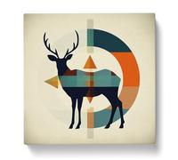 Deer Bauhaus Canvas Print | Gallery Wrapped 30mm Frame Wall Art | 20x20 inches | Ready to Hang | Modern Animals Picture | Living Room Bedroom Lounge Office