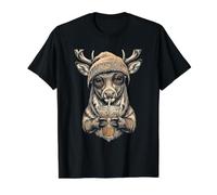 Deer Beanie and Iced Coffee Value Graphic T-Shirt, Men, Black, L