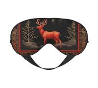 Deer Bear Buffalo Check Sleep Mask for Women & Men - Double-Sided Eye Mask with Adjustable Strap, Soft Silky Feel, Light-Blocking & Breathable for Travel, Nap, Shift Work, Yoga