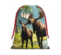 Deer Bear Moose Christmas Drawstring Bags Gift Wrapping Bag Small Gifts Candy Jewelry Wedding Wrap Bag