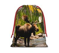 Deer Bear Moose Christmas Drawstring Bags Gift Wrapping Bag Small Gifts Candy Jewelry Wedding Wrap Bag
