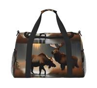 Deer Bear Moose Print Ample Travel Large Capacity Hand Travel Bag Carry On Tote Foldable Travel Totes Bag