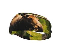 Deer Bear Moose Print Elastic Headbands for Women Sports Head Wrap Unisex Sweatbands,for Workout Yoga Running
