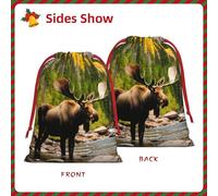 Deer Bear Moose Print Gift Drawstring Bag Reusable For Party Favors Weddings Daily Storage Celebrations