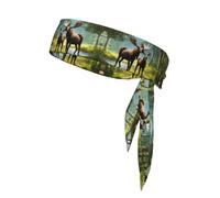 Deer Bear Moose Print Head Tie Headbands Athletic Sweatbands for Men Women Head Tie Sport Bandana for Yoga Gym