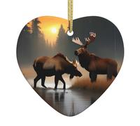 Deer Bear Moose Print New Ceramic Christmas Tree Hanging Heart Decoration Decoration Pendants
