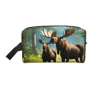 Deer Bear Moose Print Portable Travel Toiletry Storage Bag Large Capacity 600D Polyester Cosmetic Storage Bag