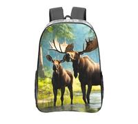 Deer Bear Moose Print School Transparent Backpack Pvc Clear Bag Daily Necessities Work Travel Boys Girls