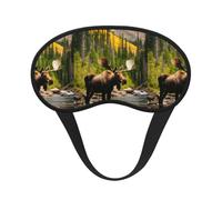 Deer Bear Moose Print Sleep Mask,Blackout Eye Mask,Elastic Band Eye Cover for Travel & Daily Nap