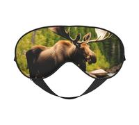 Deer Bear Moose Print Sleep Mask Silk-Like Eye Mask Sleeping Eye Mask for Women Men for Travel Sleep Relaxation