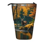 Deer Bear Moose Print Telescopic Standing Pencil Bag/Stand Up Stationery Bag/Makeup Bag/Storage Case