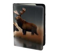 Deer Bear Moose Printing Passport Holder, Travel Essentials,Card And Passport Anti Theft Wallet,Sized To Fit All Standard Passports