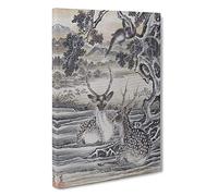 Deer Below The Monkeys by Kawanabe Kyosai Painting Canvas Print | Gallery Wrapped 30mm Frame Wall Art | 30x20 inches | Ready to Hang | Contemporary Animals Picture | Living Room Bedroom Lounge Office