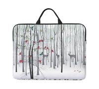 Deer Bird Brich Tree 14 Inch Printed Laptop Sleeve, 600d Oxford-Cloth Shockproof Laptop Case With Thickened Pearl Cotton,Waterproof Portable Laptop Handbag Cover