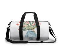 Deer Birds with Flowers Gym Bag Small Travel Duffle Bag with Compartment Carry On Weekender Bag for Women Men, A Big Bouquet of Tulips, 17.7in/9in/9in