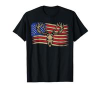Deer Bow Hunting US Flag 4th of July Whitetail Buck American T-Shirt