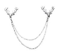 Deer Brooch Pin For Men Women Suit Vintage Shirt Collar Chain Brooches Elk Antler Lapel Pin Decor