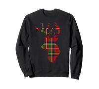 Deer Buck Animal Plaid Red Stewart Scottish Tartan Sweatshirt