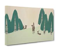 Deer By Kamisaka Sekka Canvas Print | Gallery Wrapped 30mm Frame Wall Art | 30x20 inches | Ready to Hang | Classic Animals Picture | Living Room Bedroom Lounge Office