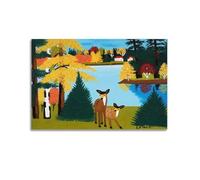 Deer by Maud Lewis Painting Art Poster Picture Print Wall Art Canvas Decor Homes Decorative 20x30inch(50x75cm)