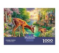 Deer by River Jigsaw Puzzles for Adult The Impossible Challenge 1000 Piece Cute Difficult Hard Jigsaw Puzzles for Man And Woman with Letters on Back 70x50cm/1000pcs