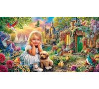 Deer-by-the-River Adult Jigsaws 1000Pc Fun and Challenging Family Game Puzzle Game Educational Game Challenge Beautiful Decoration Puzzle 70x50/1000pcs