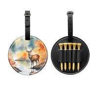 Deer by The River Black Golf tee Storage Bag, Multifunctional Golf tee Storage Bag for Men, Durable PU Material