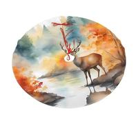 Deer by The River Christmas Tree Skirt 48" Fashion Holiday Accessories Suitable for Halloween and Christmas