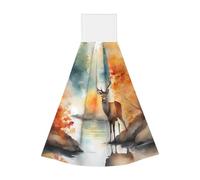 Deer by the river Hangable portable towel, velvet super absorbent kitchen towel, children's adult bathroom kitchen hanging towel
