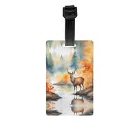 Deer by the River Printed PVC Luggage Tag Travel Anti Lost ID Label Personal Info Tag for Backpack and Suitcase