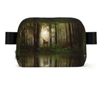Deer By The River Square Fashion Waist Bag with Print,Water-Resistant Twill Fabric,Chest Pack Or Belt Bag, Adjustable Strap 65-120cm for Men Women