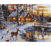 Deer Cabin Puzzle - 3000 Piece Jigsaw Puzzles for Adults - The Back Features Printed Letter Guides - The Pieces fit Together Snugly - Wooden Puzzles for Adults - Gifts Family 48.0 X 31.9 Inch s7h-212