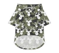 Deer Camouflage Pattern Cute Pet T-Shirt Breathable Button Crew Neck Shirt for Cats Dog Clothes Outdoor Apparel Outfit