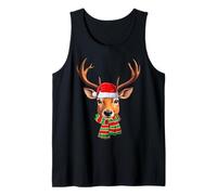 Deer Christmas Santa Hat Funny Deer Animal Lover Xmas Tank Top