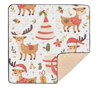 Deer Christmas White Winter Large Sturdy Foldable Baby Play mat for Floor Waterproof Foldable Baby Crawling Mat for Baby Toddler Infant, 50'' x 50''con Musica para Bebes
