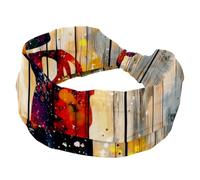 Deer Colorful Animal Silhouette Wide Headbands for Women, Yoga Workout Head Bands Wide Elastic Hair Bands for Washing Face Makeup