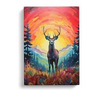 Deer Colour Field Art Canvas Wall Art Print 30x20 Inch