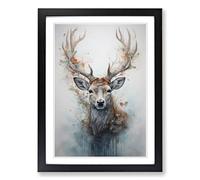 Deer Conceptual Framed Print | A2 Black Framed Wall Art | Ready to Hang | Modern Animal Picture | Living Room Bedroom Lounge Office