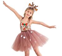 Deer Costume - Adorable Winter Theme Apparel Collection, Animal Inspired Dance Skirt Look, Whimsical Stage Show Clothing Set, Seasonal Fantasy Attire | Fun Photoshoot for Festival School Activities