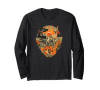 Deer Crow Forest Animal Art Retro Boho Mountain Sunset Long Sleeve T-Shirt